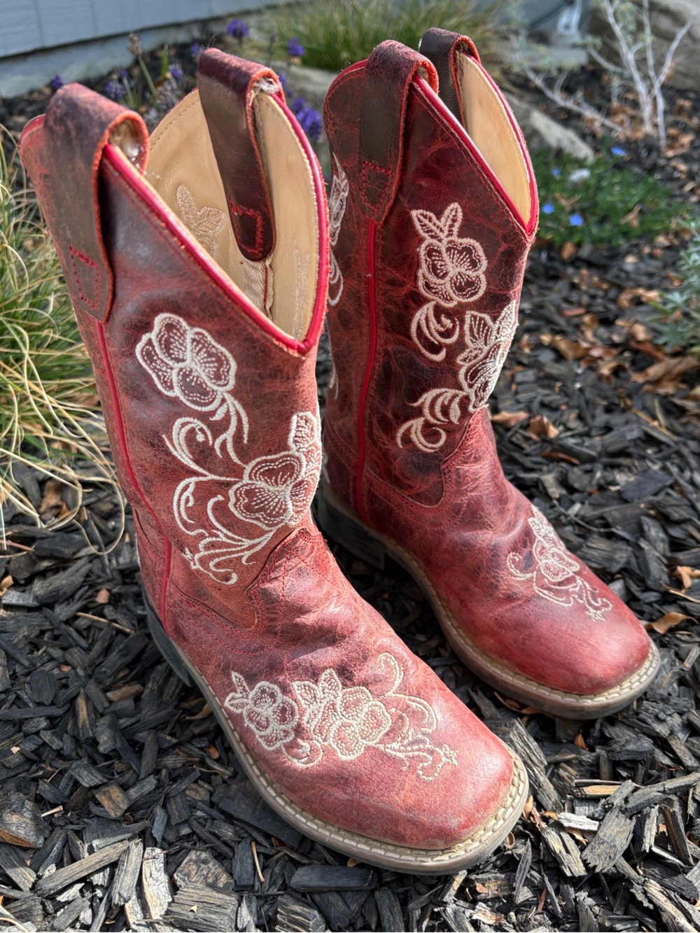 Women's Rustic Red Embroidered Western Boots